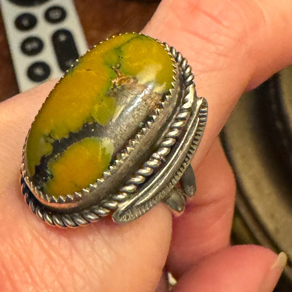 Sterling silver southwestern turquoise ring size 6.5 unmarked